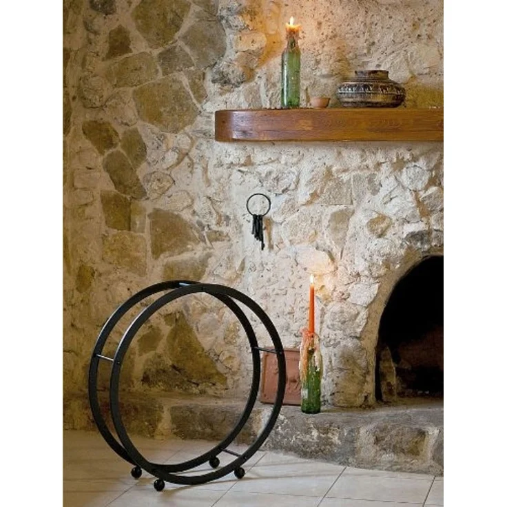 Kaminholzregal Kaminholzständer Rund D-70cm Schwarz Holzkorb Kaminholzhalter Holzregal – Bild 4