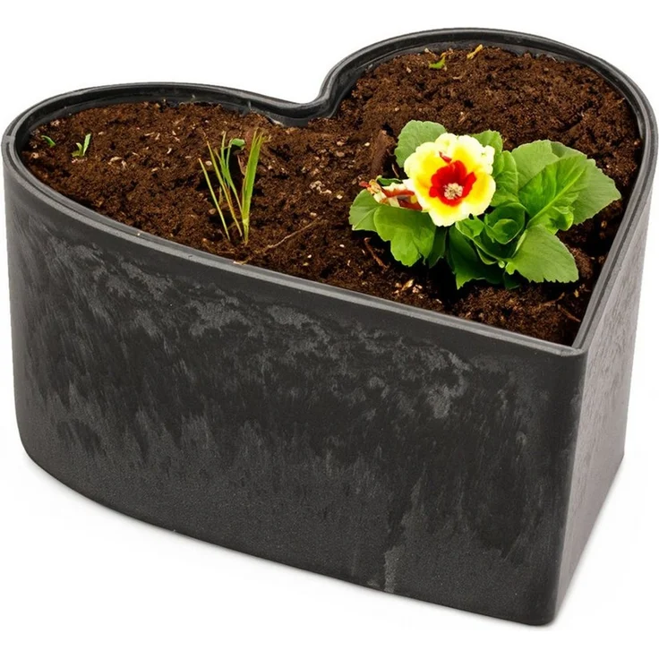 matches21 HOME & HOBBY Blumentopf Herz Pflanzschale für draussen marmoriert Dekoschale schwarz 15 cm (1 St), Blumen-Schale als wetterfeste Friedhof-Schale Grab-Schmuck Grabschale – Bild 5