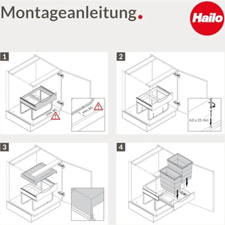 HAILO Abfallsorter 29 (12 + 2x8,5) Liter RAUMSPAR TANDEM S ab 50 cm Schrankbreite – Bild 9