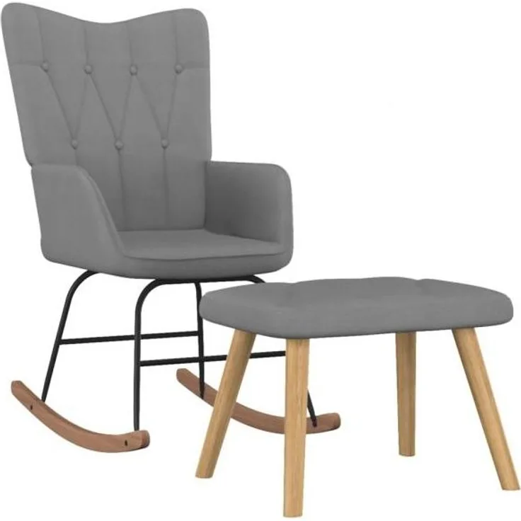 vidaXL Schaukelsessel mit Hocker Dunkelgrau Stoff 327623