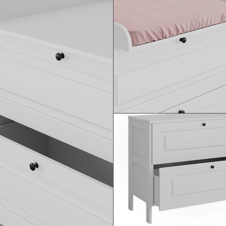 Wickelkommode Ajaton Weiß 108 x 98 cm mit 2 Schubladen Vitalispa – Bild 6