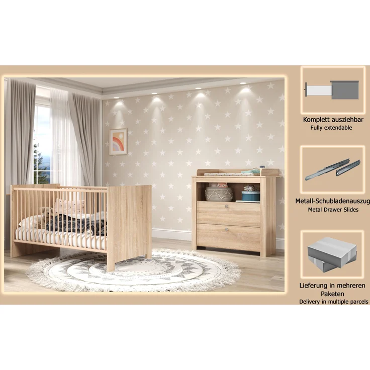 Trendteam 2-tlg. Babyzimmer-Set Olivia/Julie Eiche hell – Bild 10