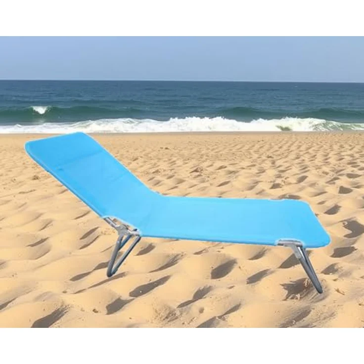 J.W. Kinder Sonnenliege "Lotta" mit verstellbarem Kopfteil, hellblau, 126 x 48 x 24 cm, Stahlrahmen, 100% Polyester – Bild 2