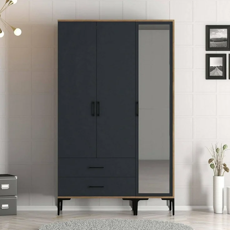 Dmora Kleiderschrank 3 Türen Shaula 120x47,5 cm Braun – Bild 6