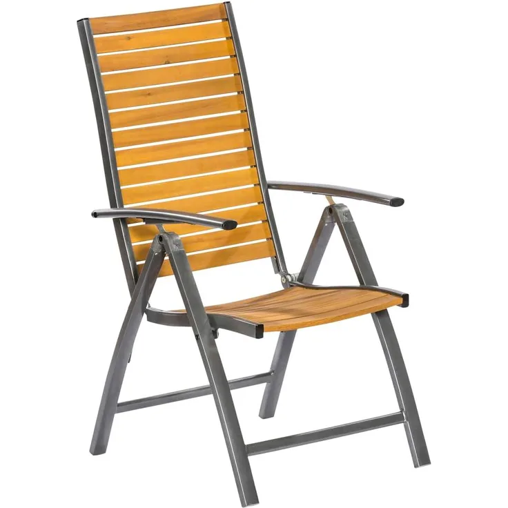 YOURSOL by Merxx Klappstuhl Santorin, Aluminium, Akazienholz, Klappsessel, verstellbarer Gartenstuhl
