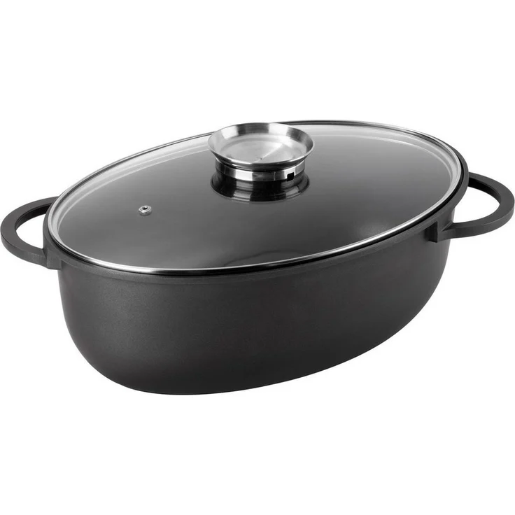 Haushalt International Bräter Aluguss Bräter Brattopf Backofen-Topf mit Glasdeckel, Aluminiumguss (2-tlg), Bräter und Deckel bis 250°C backofenfest – Bild 3