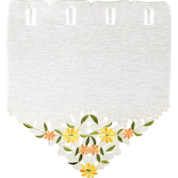 ARSVITA Fenstergardine mit Stickerei, Blumen oder Schmetterlingen bestickte 35x40cm Fensterbild, in vielen verschiedenen Designs verfügbar (Farbe: Grün - Gelb) – Bild 1