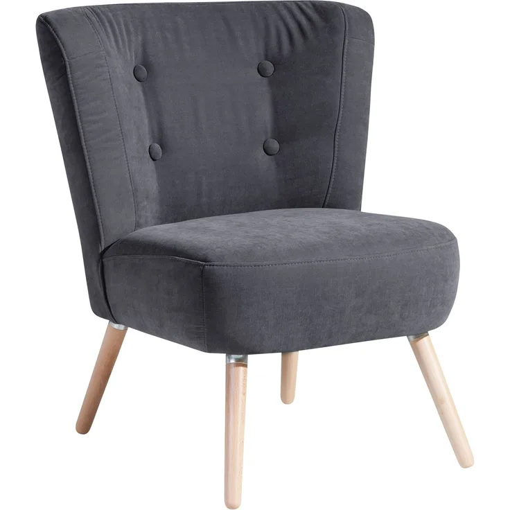 Sessel Kassi Bezug Veloursstoff Buche natur / anthrazit 22379