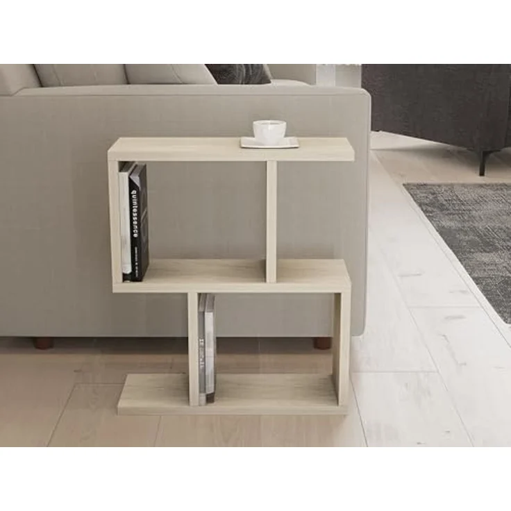 Hanah Home Elegant Side Table, Travertine Color, 45 x 51.4 x 17 cm | 100% Melamine Coated Particle Board, 18 mm Thick | Stylish Marble Design for Modern Spaces – Bild 3