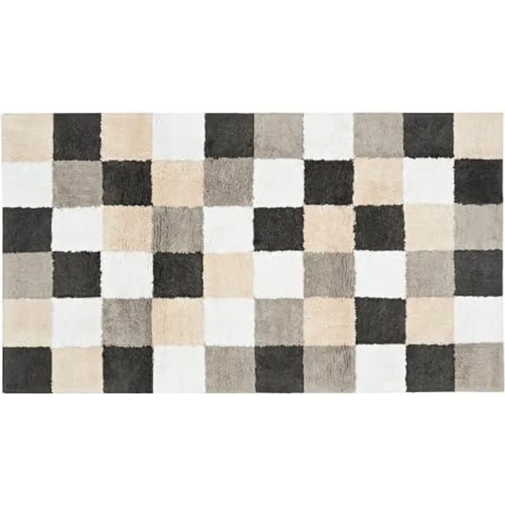 Cawö Badteppiche Square 1011, Pflegeleichter Badteppich aus 100% Baumwolle im modernen Karo-Design, Natur - 37