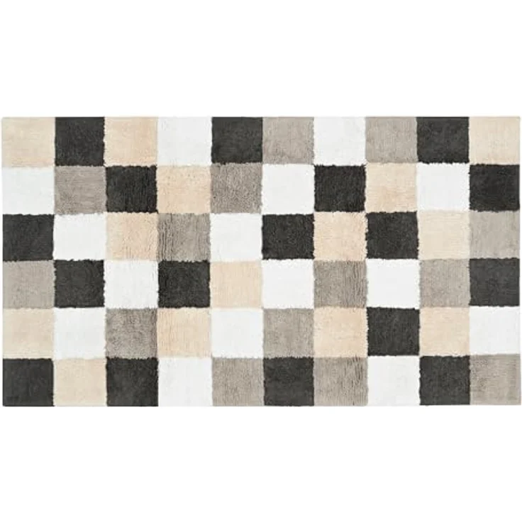 Cawö Badteppiche Square 1011, Pflegeleichter Badteppich aus 100% Baumwolle im modernen Karo-Design, Natur - 37 – Bild 1