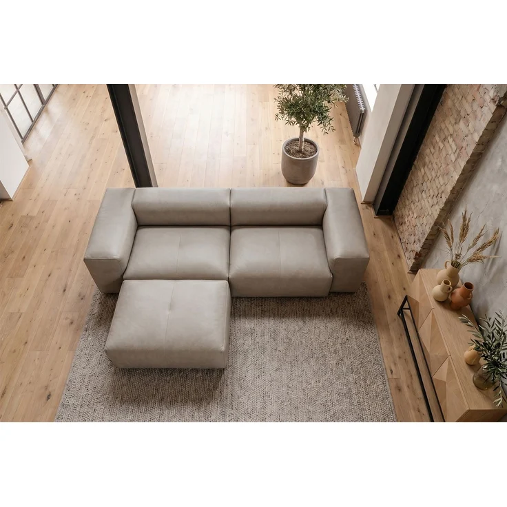 KAWOLA Sofa CELESTE 4-Sitzer mit Hocker Leder grau 72 x 114 x 302 cm – Bild 7