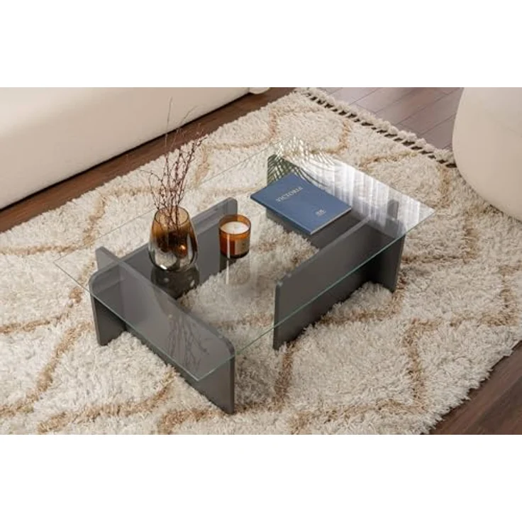 Dmora Couchtisch Itri 105x65x30h cm Schwarz, mit Zeitungsablage – Bild 6