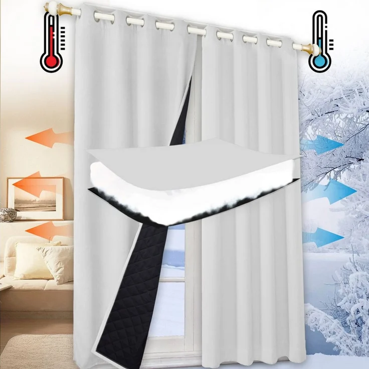 LMaxhome Gardine Thermogardinen,Schlafzimmer Vorhänge Blickdicht,Verdunklungsvorhänge (2 St), Kälteschutz,mit Ösen,für Wohnzimmer Schlafzimmer – Bild 1