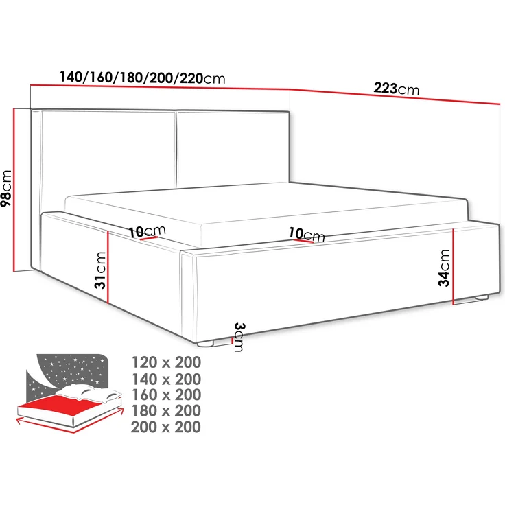 Polsterbett Sokoz Boucle (Farbe: Coral 50, Größe: 120 x 200) – Bild 4