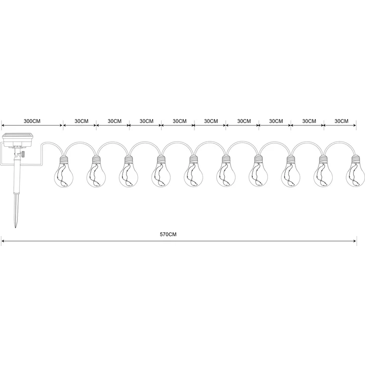 Solar Lichterkette Outdoor Garten Solarleuchte Glühbirnen Außen 33694-10 – Bild 3