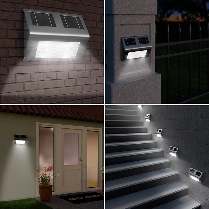 monzana LED Solarleuchte, Wandleuchte, Hängend Edelstahl Solarlampe für Draußen Wetterfest Wandleuchte Balkon – Bild 2
