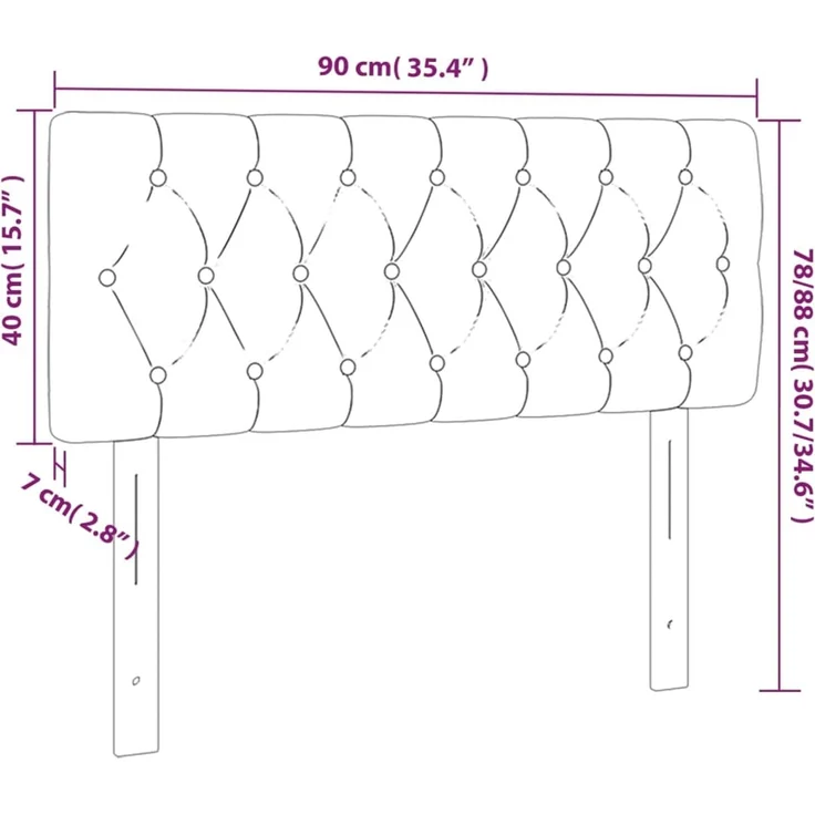vidaXL Kopfteil Rosa 90 x 7 x 78/88 cm Samt – Bild 8