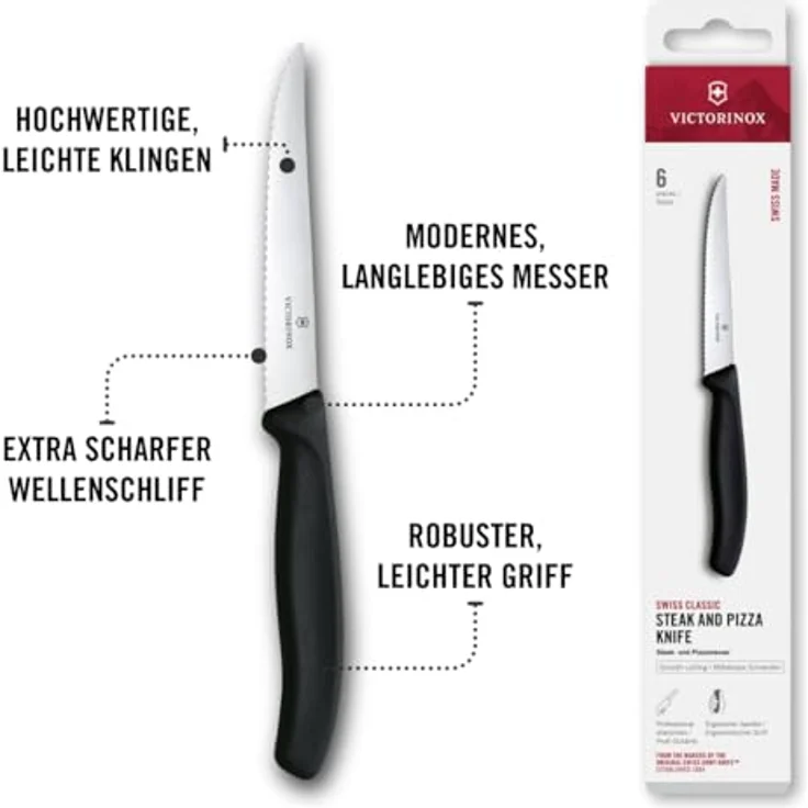 Victorinox 'Swiss Classic' Steakmesser, 6 tlg., Edelstahl schwarz, 11 cm – Bild 6
