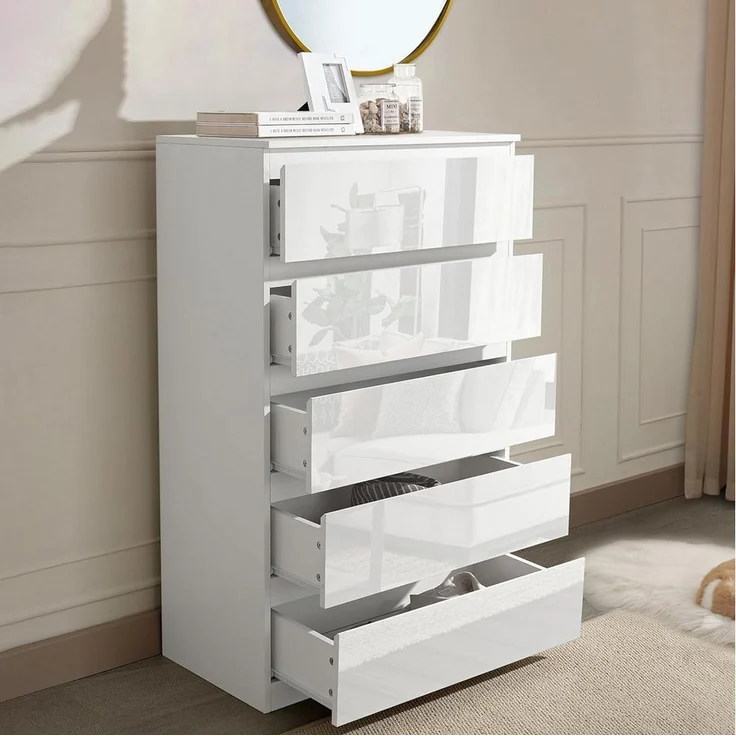 HTI-Living Sideboard Sideboard Kenji 5 Schubladen Hochglanz Weiß (Stück, 1 St, 1 Sideboard), Kommode – Bild 3