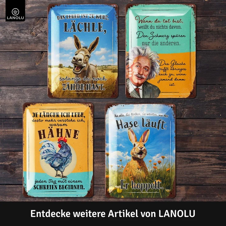 LANOLU Blechschild Leben ist zu kurz Lächle - 15x20cm – Metall – Mehrfarbig – 15231 – Bild 5