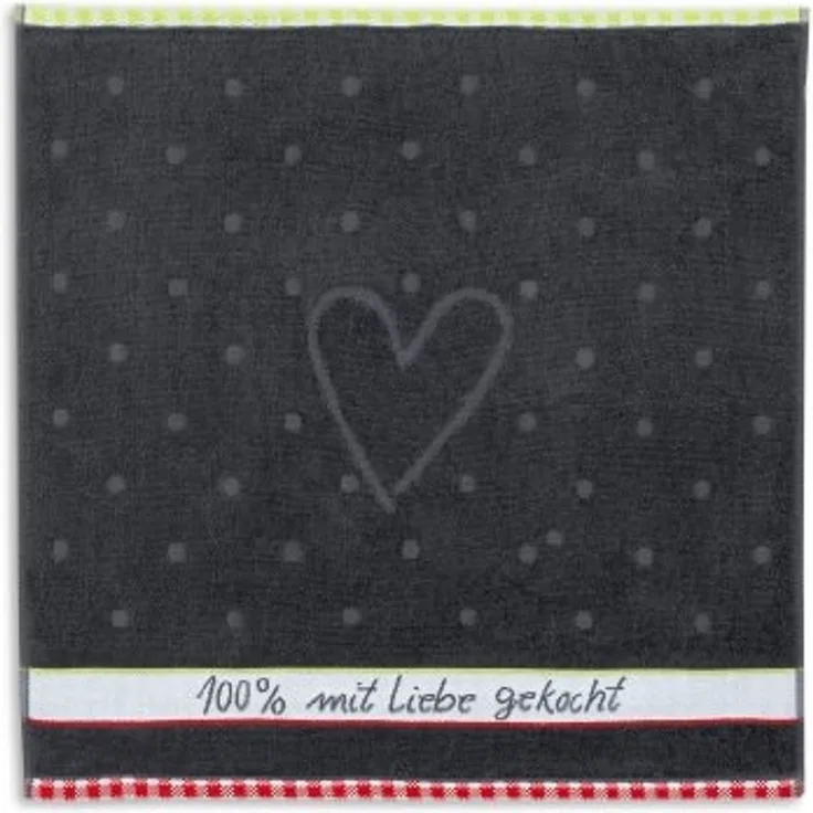 Kracht Geschirrtuch 100% Liebe, (Set, 3-tlg, Set), 3er Pack Frottee Küchenhandtücher (3 Stück), ca. 50x50cm Baumwolle