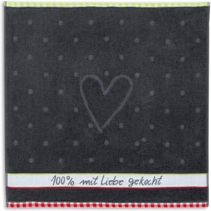 Kracht Geschirrtuch 100% Liebe, (Set, 3-tlg, Set), 3er Pack Frottee Küchenhandtücher (3 Stück), ca. 50x50cm Baumwolle – Bild 1