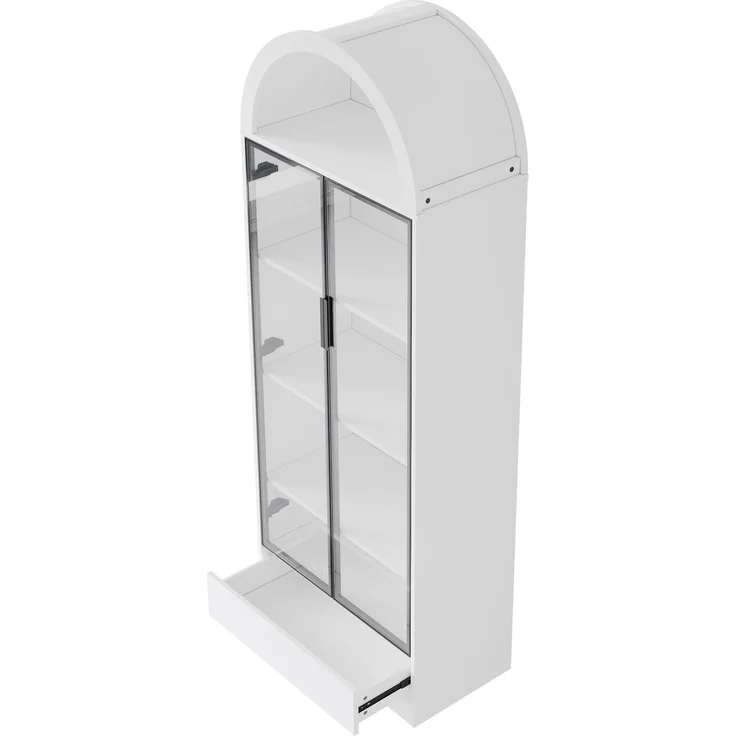 Glasvitrine 70 x 38 x 190 cm in Weiß mit LED-Beleuchtung und App-Steuerung – Bild 6