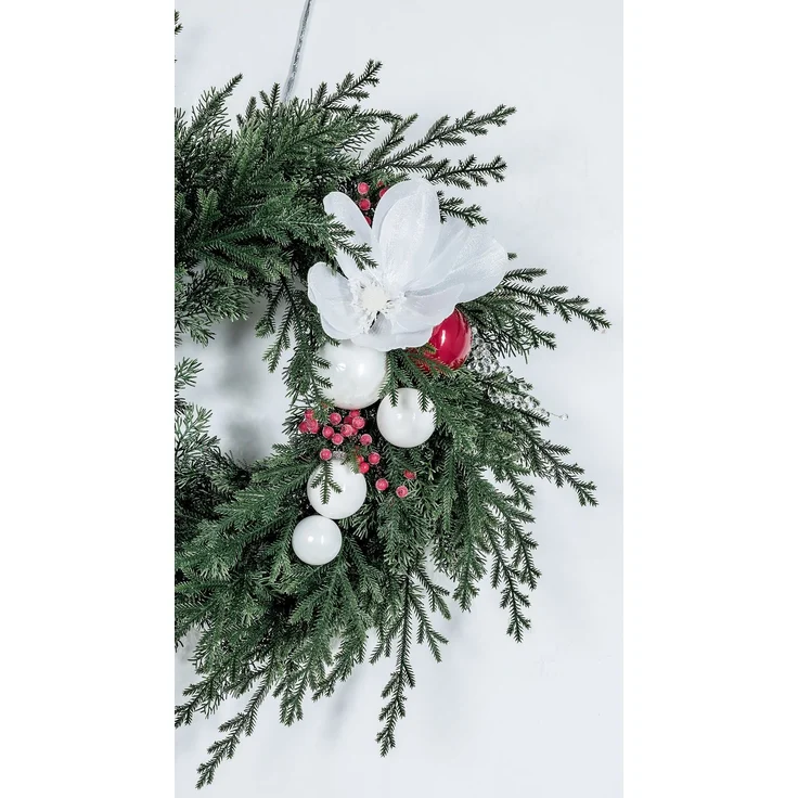 EveXmas Nordic Pine Weihnachtskranz Grün 65 cm, künstlicher Kiefernkranz mit strukturierten Nadeln, 96 Zweige, 480 PE-Spritzguss-Triebe, 100% PE – Bild 6