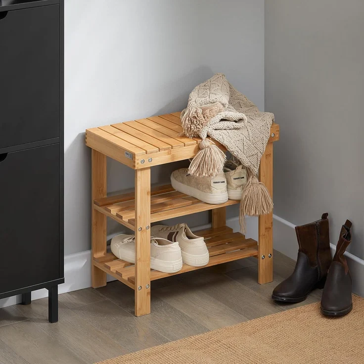 SoBuy Schuhregal FSR02-K, Sitzbank Schuhbank aus Bambus – Bild 4