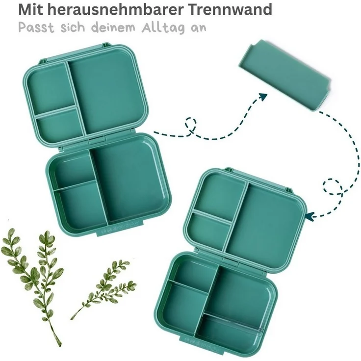 LEKKABOX Lunchbox Mini Kinder Bentobox, 3 Fächer - Brotdose Vesperdose Brotbüchse, Für feuchte Lebensmittel auslaufsicher, inkl. extra Trenner – Bild 2