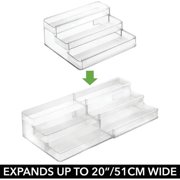 Gewürzregal Gewürzständer Organizer ausziehbar 3 Ebenen mDesign transparent – Bild 3