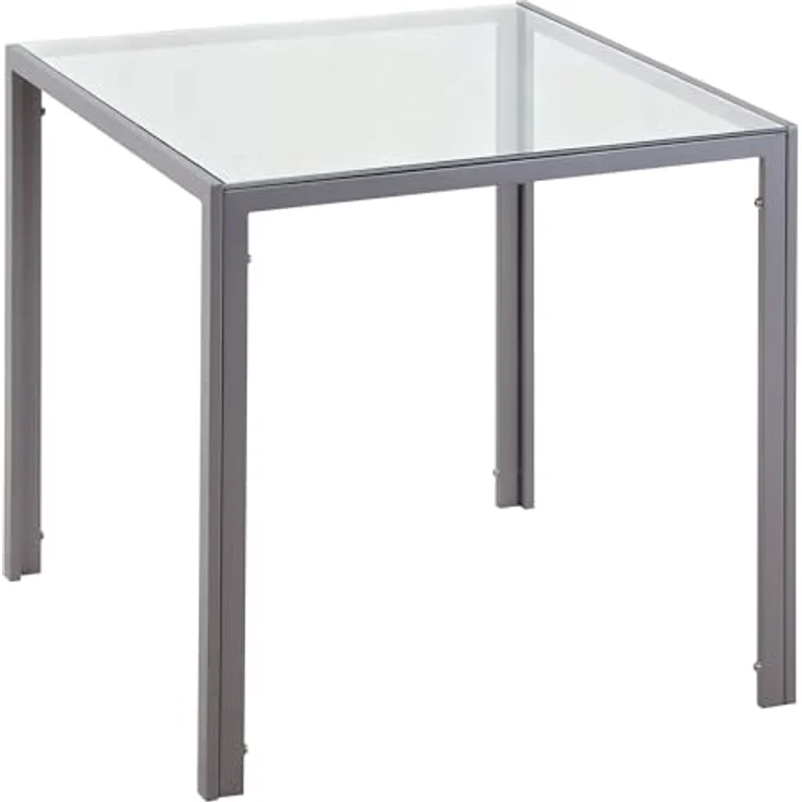 HOMCOM Esstisch Esszimmertisch für 4 Personen (Glastisch, 1-St, Küchentisch), für Küche, Esszimmer, Grau, 75 x 75 x 75 cm – Bild 2