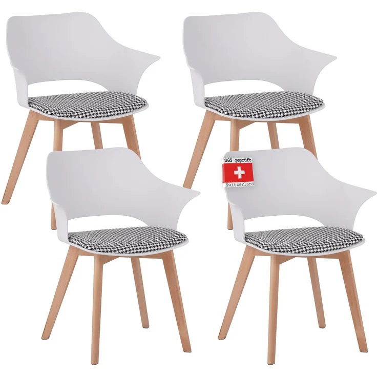 ALBATROS Esszimmerstühle 4er Set AALBORG, Weiß - Beine aus Buche Massiv-Holz, Skandinavisches Retro-Design, bequemer Schalenstuhl - Eleganter Küchenstuhl, Stuhl Esszimmer für Esstisch – Bild 9