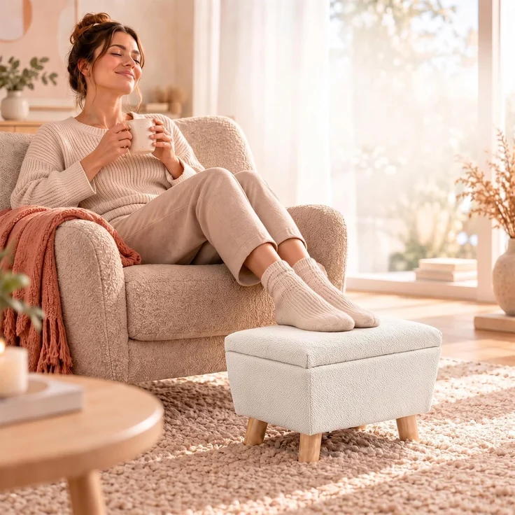 Relaxdays Fußhocker mit Stauraum – Bild 2
