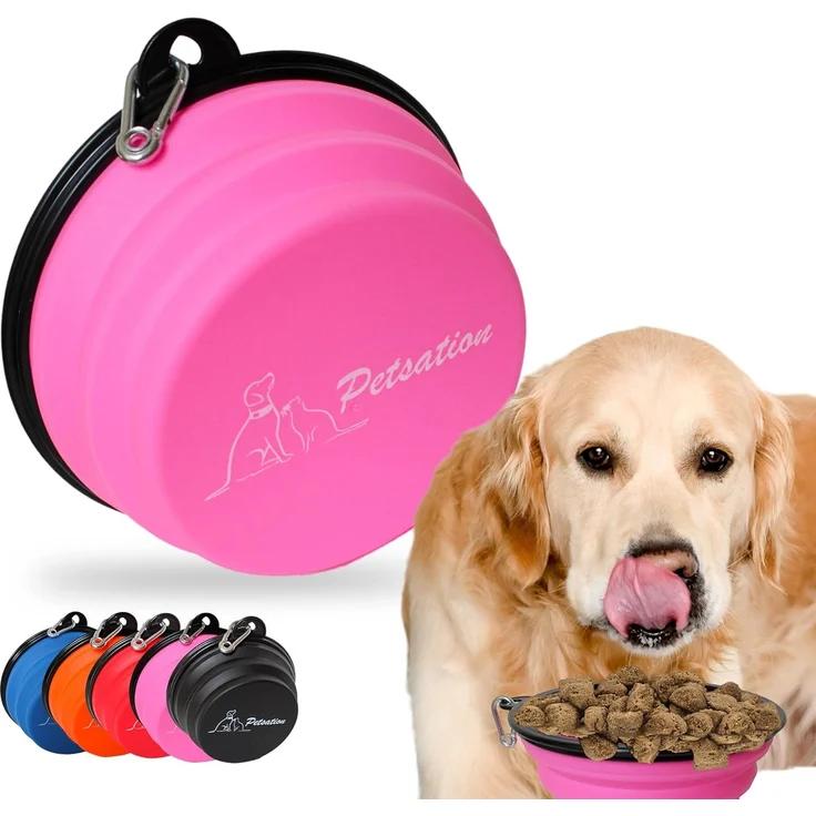 PETSATION Hundenapf faltbar (2x350 ml), Silikon rosa – Bild 2