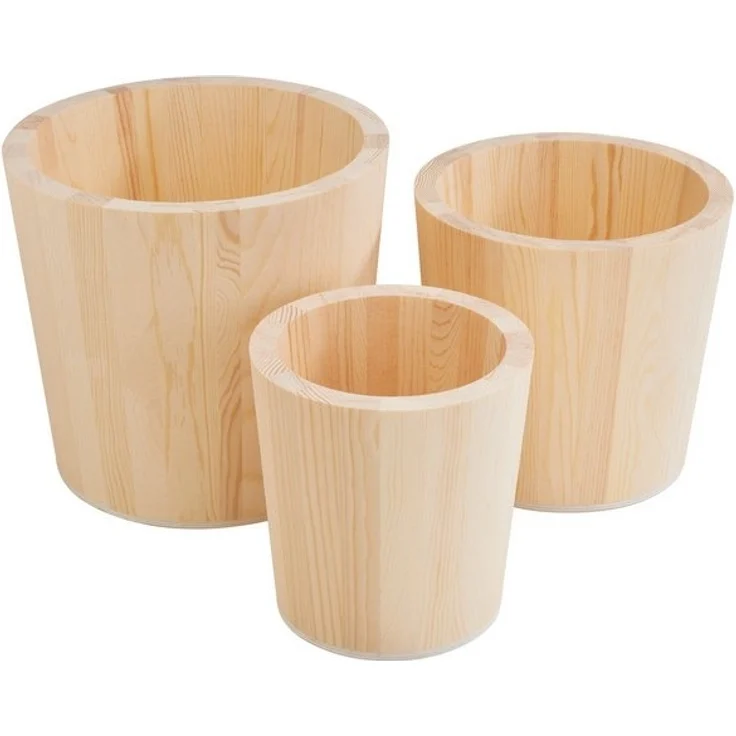 VBS Blumentopf Holz-Pflanztöpfe, 3er-Set, Kiefernholz – Bild 2