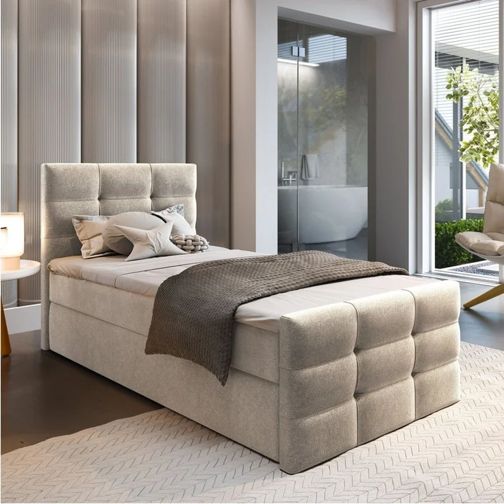 Masseno Boxbett AMON 100x200 cm mit Bonell Matratze und Topper – Bild 1