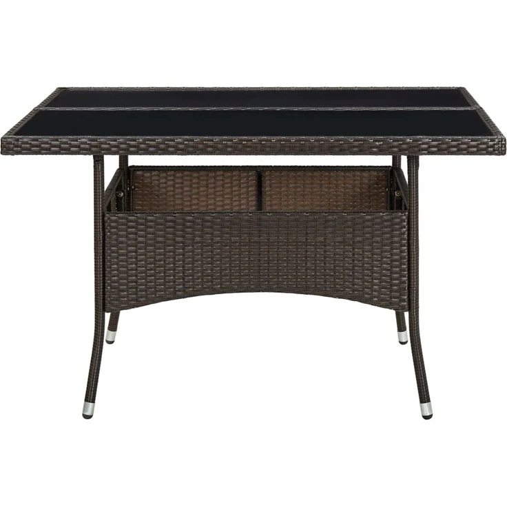 Gartentisch, Esstisch, Küchentisch Braun Poly Rattan und Glas – Bild 2
