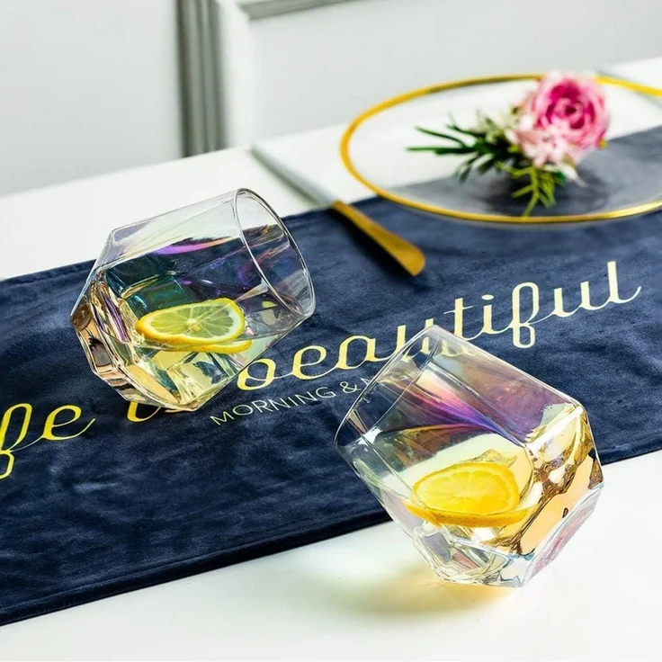 Diamant Whisky Glasses 6er Set Gekippte Scotchgläser 300ml Whiskyglas Moderne – Bild 2
