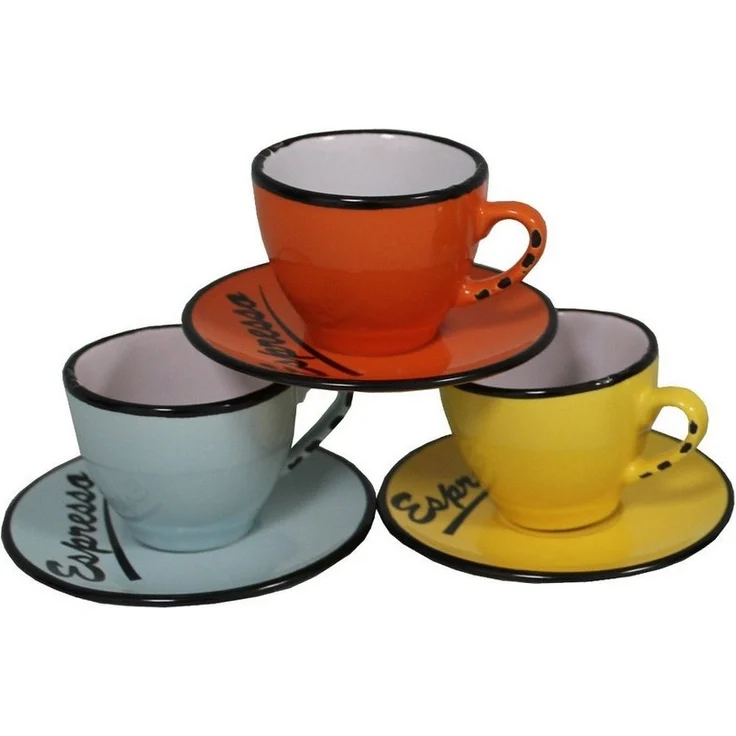 6er Set Farbige Espressotassen mit Unterteller Mokkatassen Antic Line SEB14799 – Bild 2