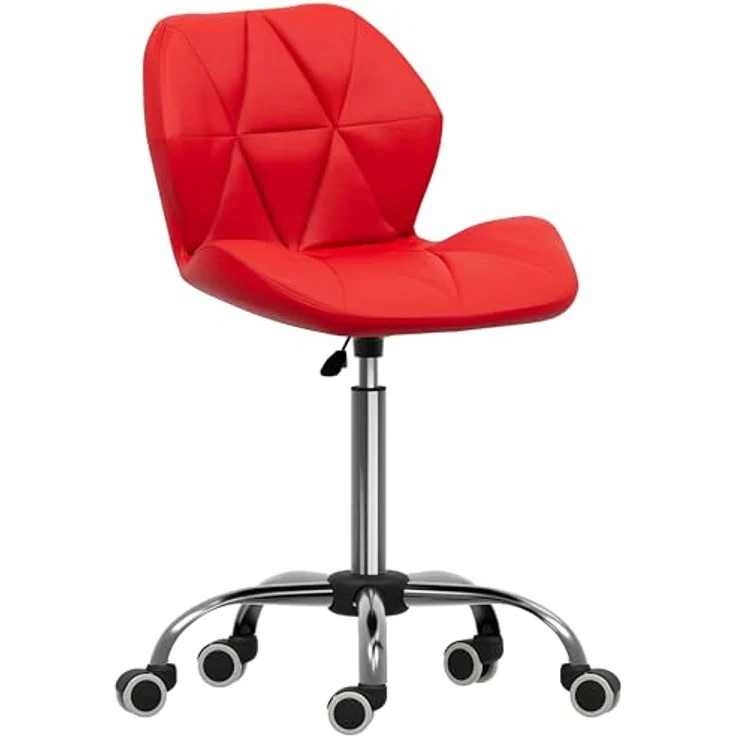 Vida Designs Geo Büro-Computer-Stuhl, rot, Gaming-Stuhl, Sekretär, Beine mit Drehrollen, Höhe verstellbar, Chrom, Polyurethan-Kunstleder – Bild 9