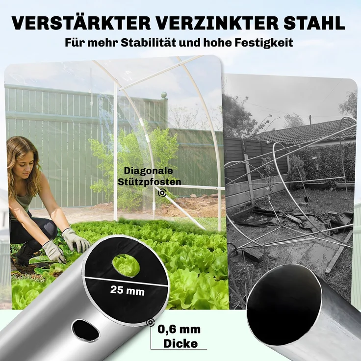 MELAYR, Polytunnel-Gewächshaus, 395 x 297 x 199 cm, Transparent – Bild 6
