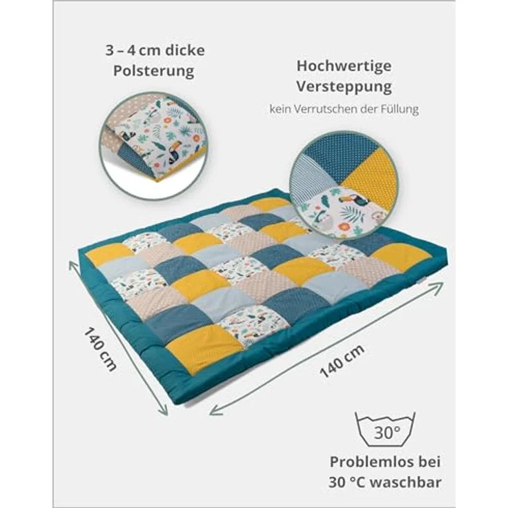 ULLENBOOM personalisierbare Krabbeldecke für Baby 140x140 cm - Dick & weich | Perfekt als Geschenk, Außenmaterial: 100% Baumwolle, OEKO-TEX zertifiziert, Made in EU, Schadstoffgeprüft, waschbar – Bild 2