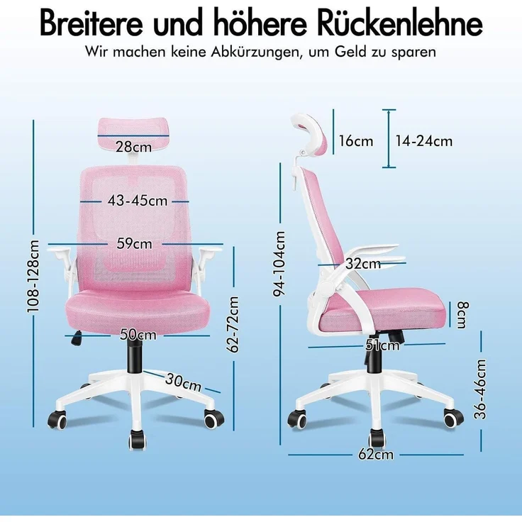 Alfordson Büro-Schreibtischstuhl Ergonomisch Heimbüro Netzstuhl Lordosenstütze – Bild 3