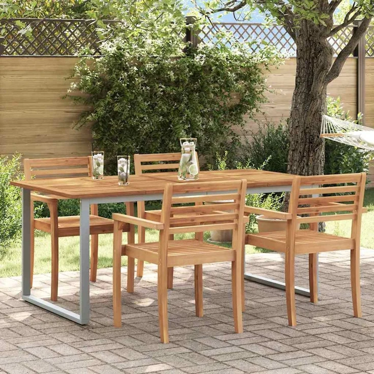 vidaXL Gartentisch Grau 180 x 90 x 75 cm Massivholz Akazie 4010596 – Bild 1