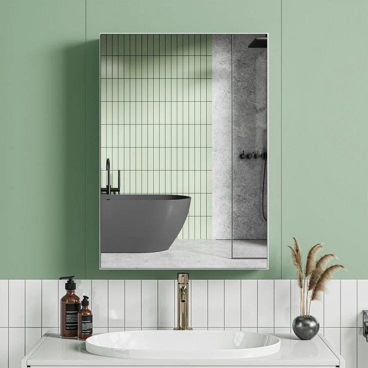 Dripex Spiegelschrank Badezimmerschrank mit Spiegel Badschrank mit verstellbarem Einlegeboden – Bild 1