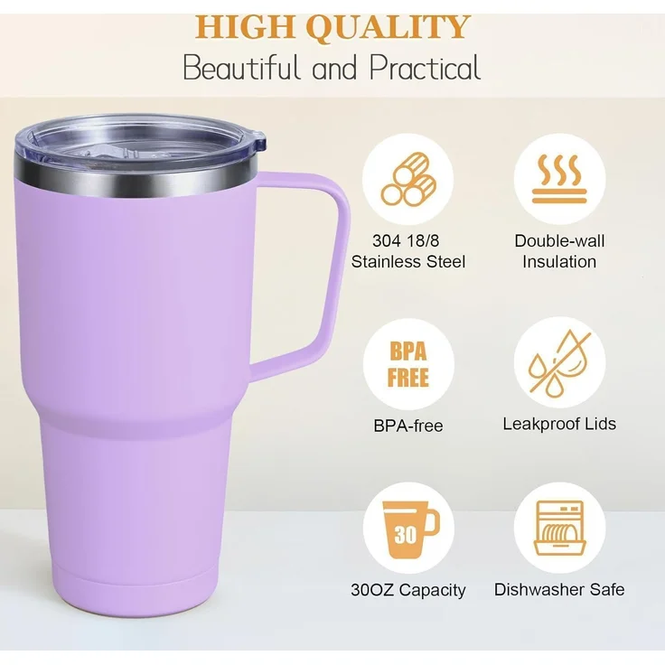 Livole 30oz 900ml Doppelwandiger Thermobecher mit Henkel und – Bild 2