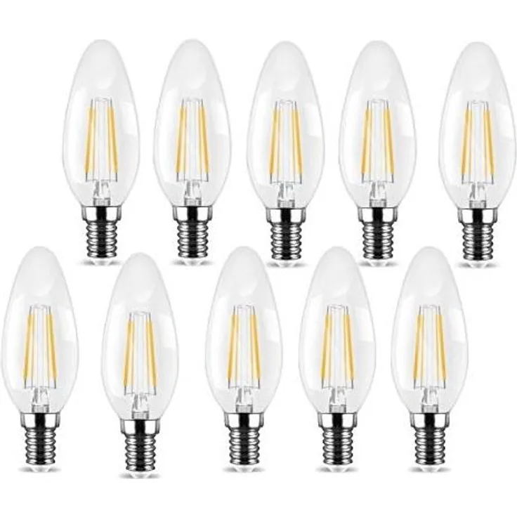 10 Stk. 4w LED Candle Filament Leuchtmittel klarglas E14 kleines Gewinde| C35|Kaltweiß|470 Lumen
