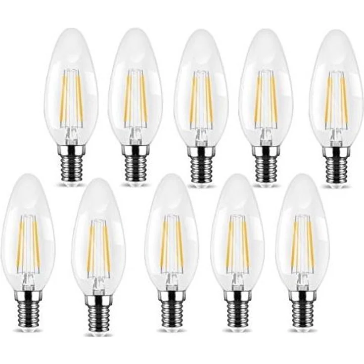 10 Stk. 4w LED Candle Filament Leuchtmittel klarglas E14 kleines Gewinde| C35|Kaltweiß|470 Lumen – Bild 1